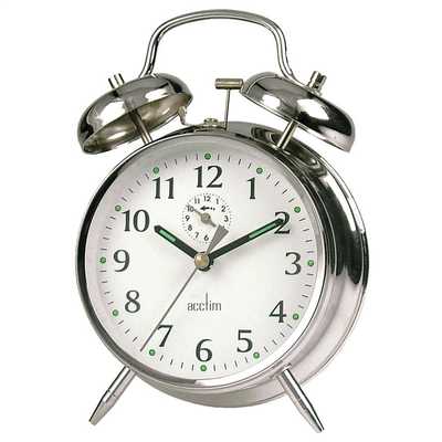 SAXON LARGE DOUBLE BELL ALARM CLOCK CHROME